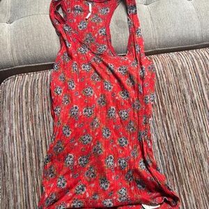 Free People Red Floral Tank Top